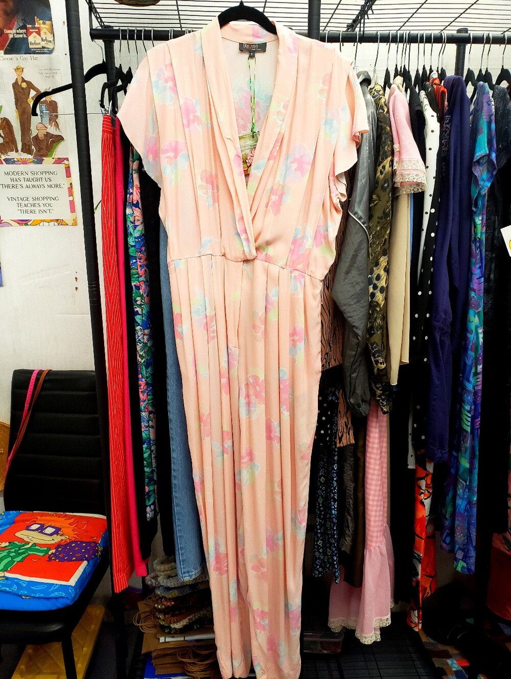 Vintage 1990s Floral Watercolor Jumpsuit